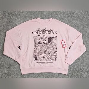 Nwt Marvel Pink Amazing Spider-Man Crewneck Sweater Women’s Small NWT